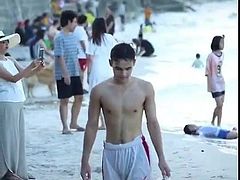 cute guy in beach