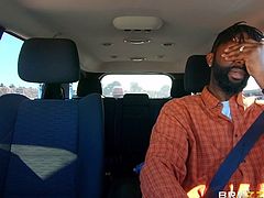 She found something amazing when she went to the rest stop. The bathroom has a gloryhole and there’s a big white cock waiting for her. This ebony babe has no problem cheating on her husband with the anonymous guy.