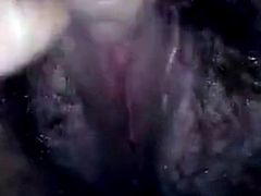 Amateur webcam very hairy pussy closeup masturbation