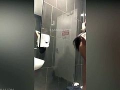 girl with her boyfriend Doggy Style Fucking in Washroom