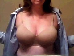 Pressured to show beutiful saggy tits. Pretty milf smile.