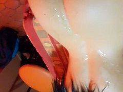 Quick anal and very Big cumshot on ass Of doll in Hotel