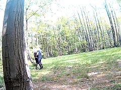 Two sluts playing in the public woods