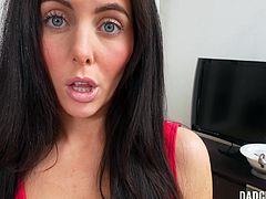 The pervert stepdad has a dirty dream in which he cums in the mouth of her stepdaughter. To fulfil the vision, he asks his busty brunette stepdaughter to suck his cock in exchange for anything. Hottie gives him a sloppy blowjob and then rides his big cock until he cum inside her... Join now!
