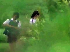 Asian schoolgirls pissing