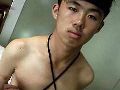 Cute Thai Guy Roped Cumshot