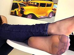 Teen pantyhose feet shoeplay and tease