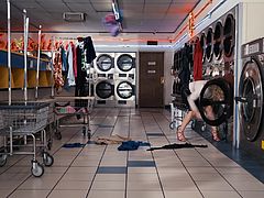 I was getting late for the office when I went to the laundromat, where I found this blonde babe hiding naked in the machine. She explained to me the situation through which she went but the talk turned into kissing, tits sucking, and pussy licking leading to erotic lesbians action. Join us!