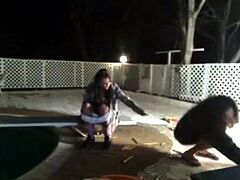 Amateur teen girlfriend outdoor action with anal and cumshot