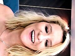 Blond solo beauty jerking off her dick