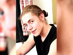 Cute Czech long-haired boy with huge cock