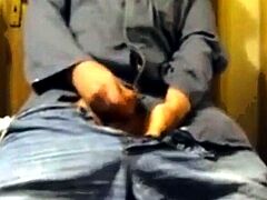 Daddy Strokes His Uncut Small Cock on Webcam