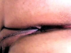 Redhead ladyboy with big tits gets her small cock sucked by