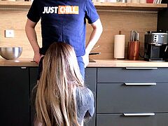 Amateur Couple Kitchen Fuck While Cooking - Blowjob, Doggy