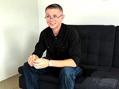 Casting stud masturbating until cumshot