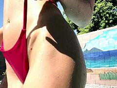 Big Boobed Blonde Masturbates With A Dildo In The Bathroom