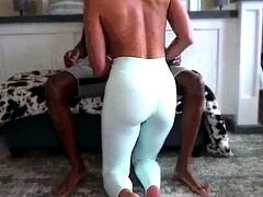 Firmbody blond in tight yoga pants helps her bbc bull