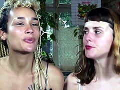 Two hairy brunettes enjoy sapphic sex